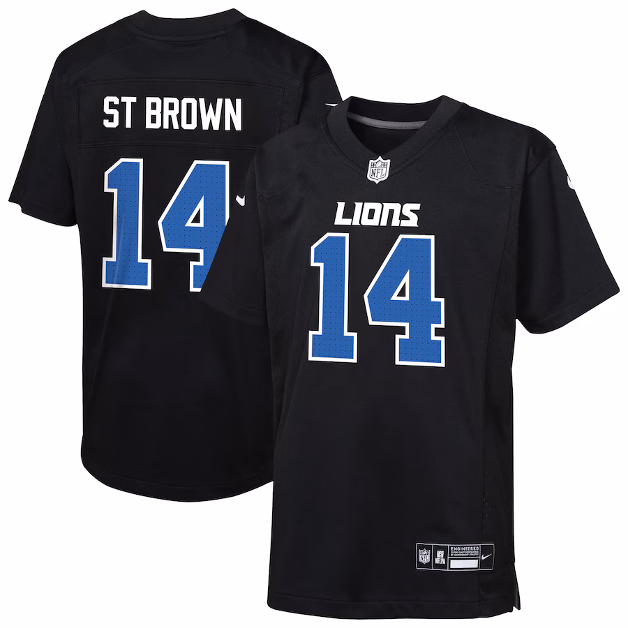 Youth Detroit Lions Amon-Ra St. Brown Nike Carbon Black Fashion Game Jersey - Puhuasuan