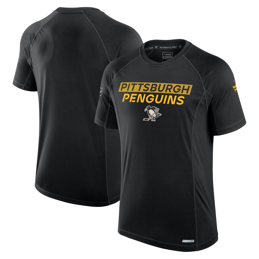 Men's Pittsburgh Penguins Fanatics Black Authentic Pro Tech T-Shirt - Puhuasuan