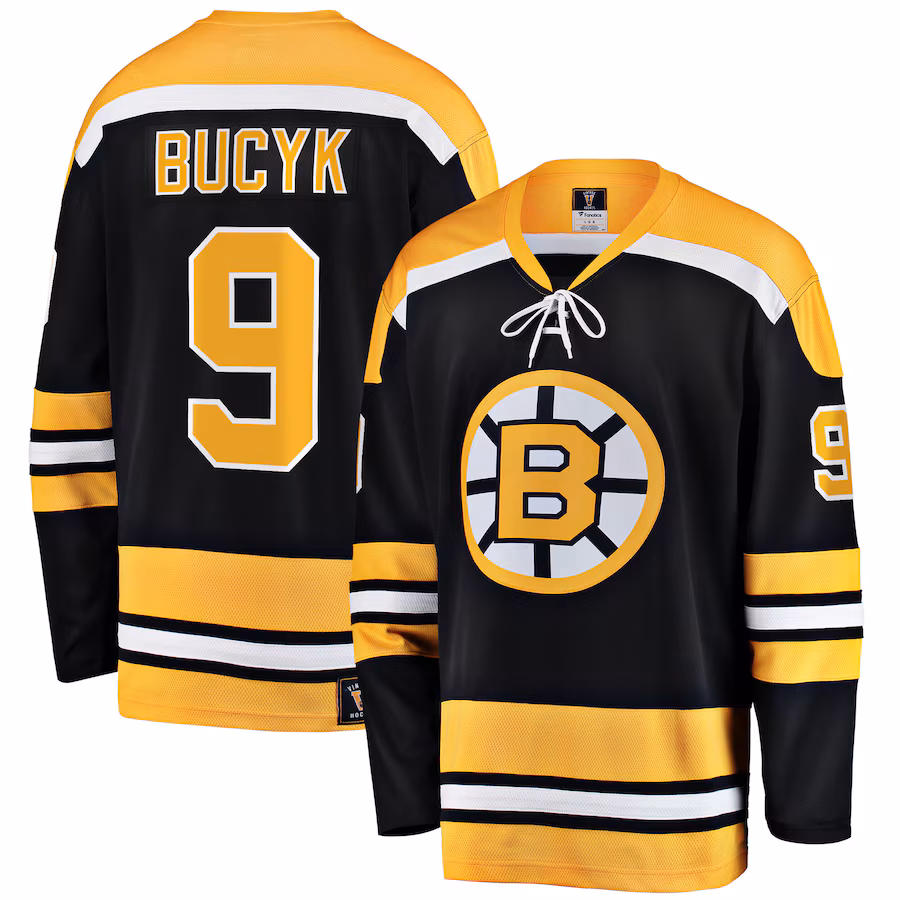 Men's Boston Bruins John Bucyk Fanatics Black Premier Breakaway Retired Player Jersey - Puhuasuan