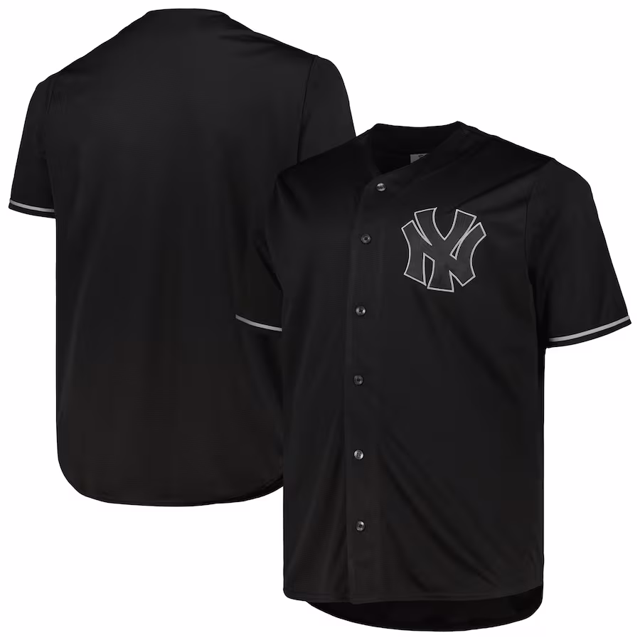 Men's New York Yankees Black/Gray Big & Tall Pop Fashion Jersey - Puhuasuan
