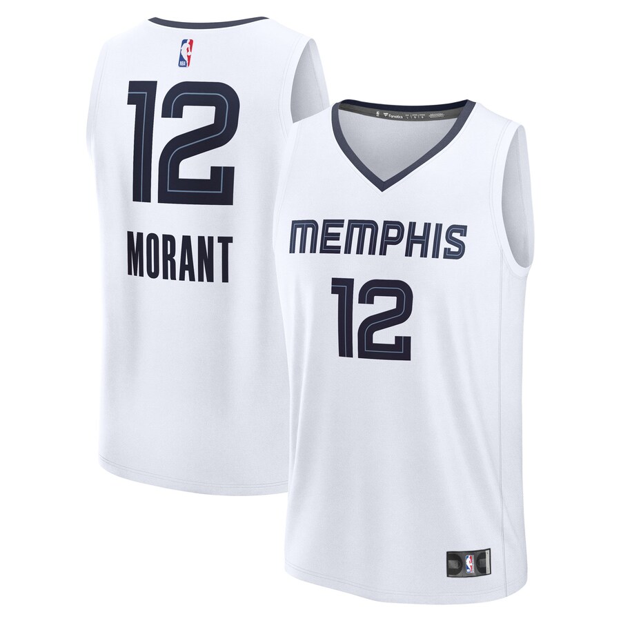 Men's Memphis Grizzlies Ja Morant Fanatics White Fast Break Replica Player Jersey - Association Edition - Puhuasuan