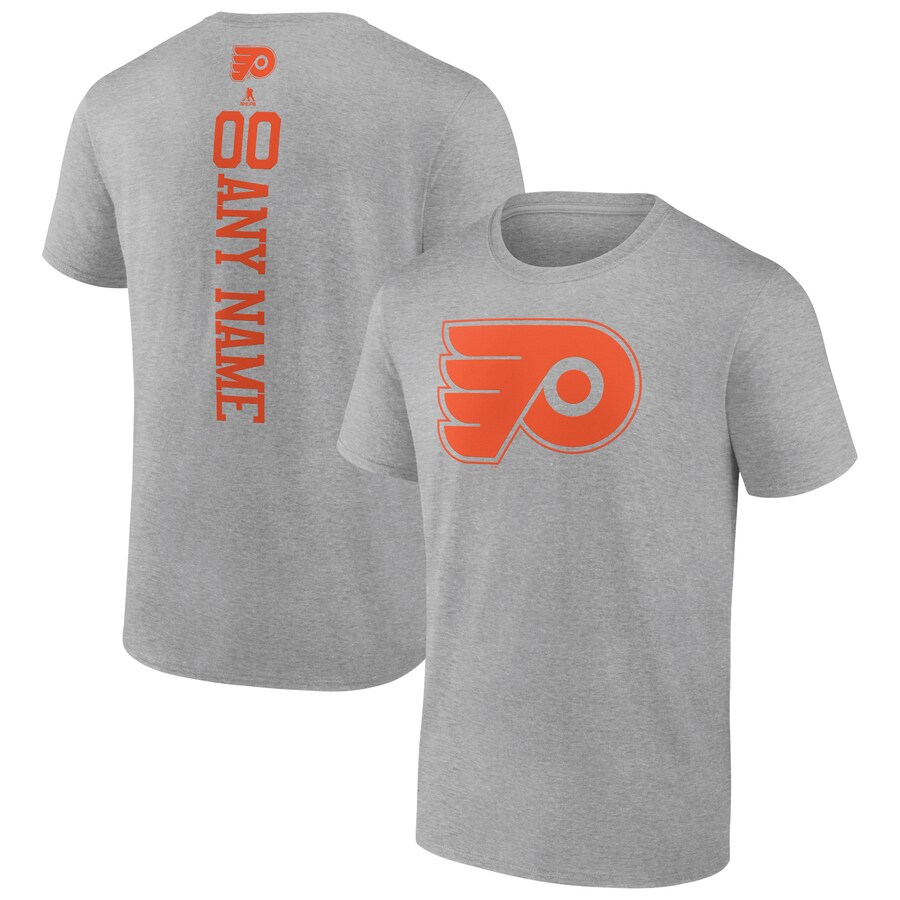 Men's Philadelphia Flyers Heather Gray Personalized Name & Number T-Shirt - Puhuasuan
