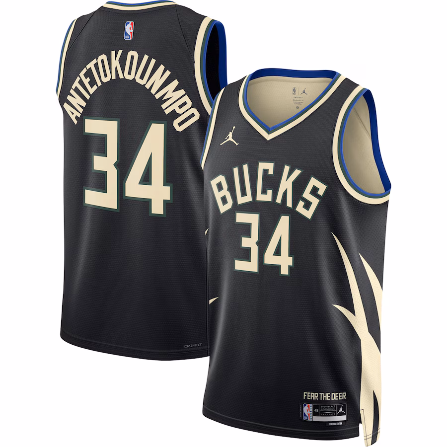 Unisex Milwaukee Bucks Giannis Antetokounmpo Jordan Brand Black Swingman Jersey - Statement Edition - Puhuasuan