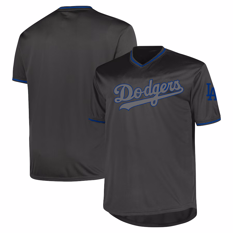 Men's Los Angeles Dodgers Profile Charcoal Big & Tall Pop Fashion Jersey - Puhuasuan