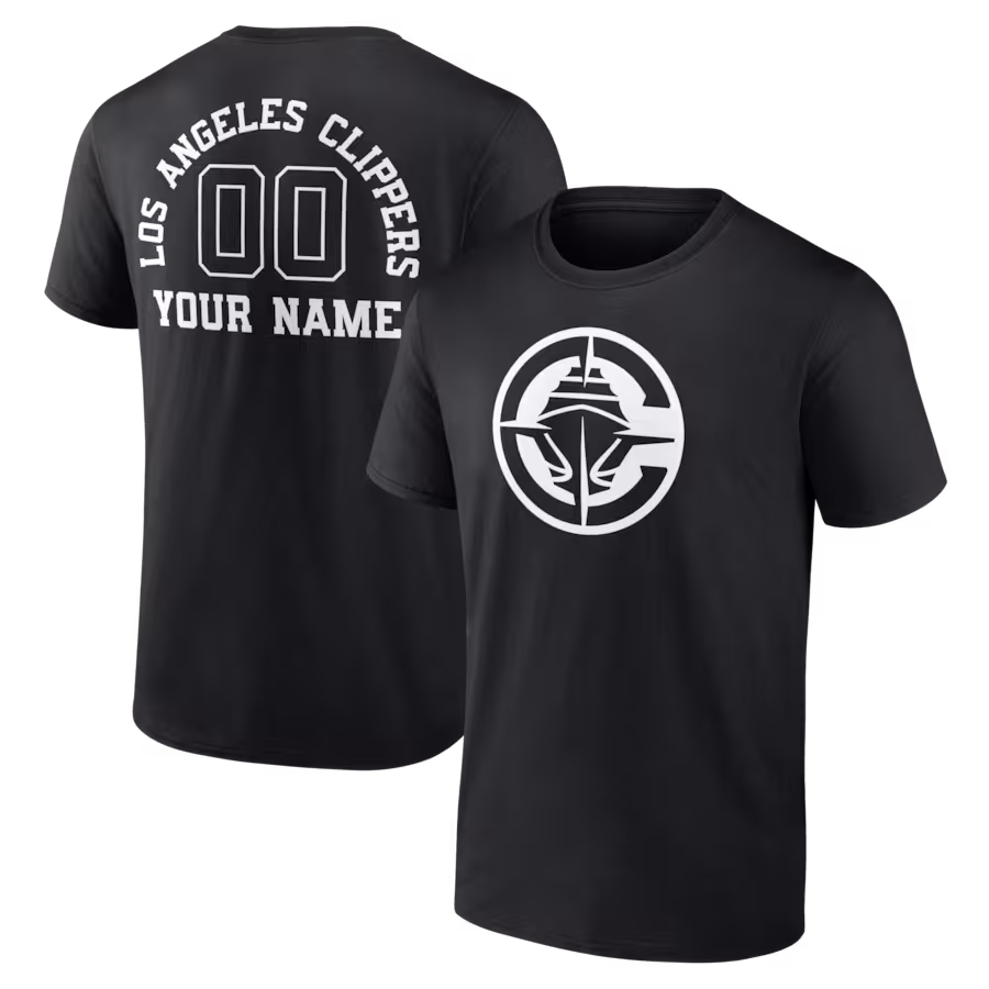 Men's LA Clippers Black Custom Monochrome T-Shirt - Puhuasuan