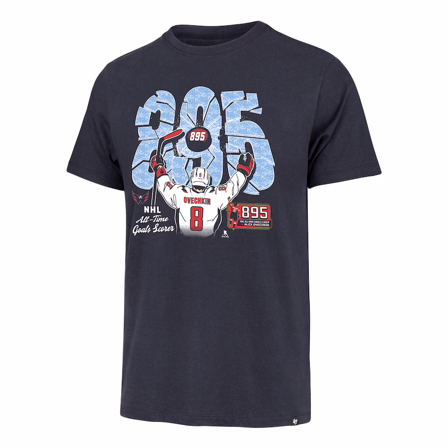 Men's Washington Capitals Alexander Ovechkin '47 Blue NHL All-Time Leading Goal Scorer Shattered Franklin T-Shirt - Puhuasuan