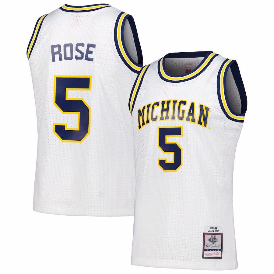 Jalen Rose Michigan Wolverines Mitchell & Ness 1991/92 Swingman Player Jersey - White - Puhuasuan