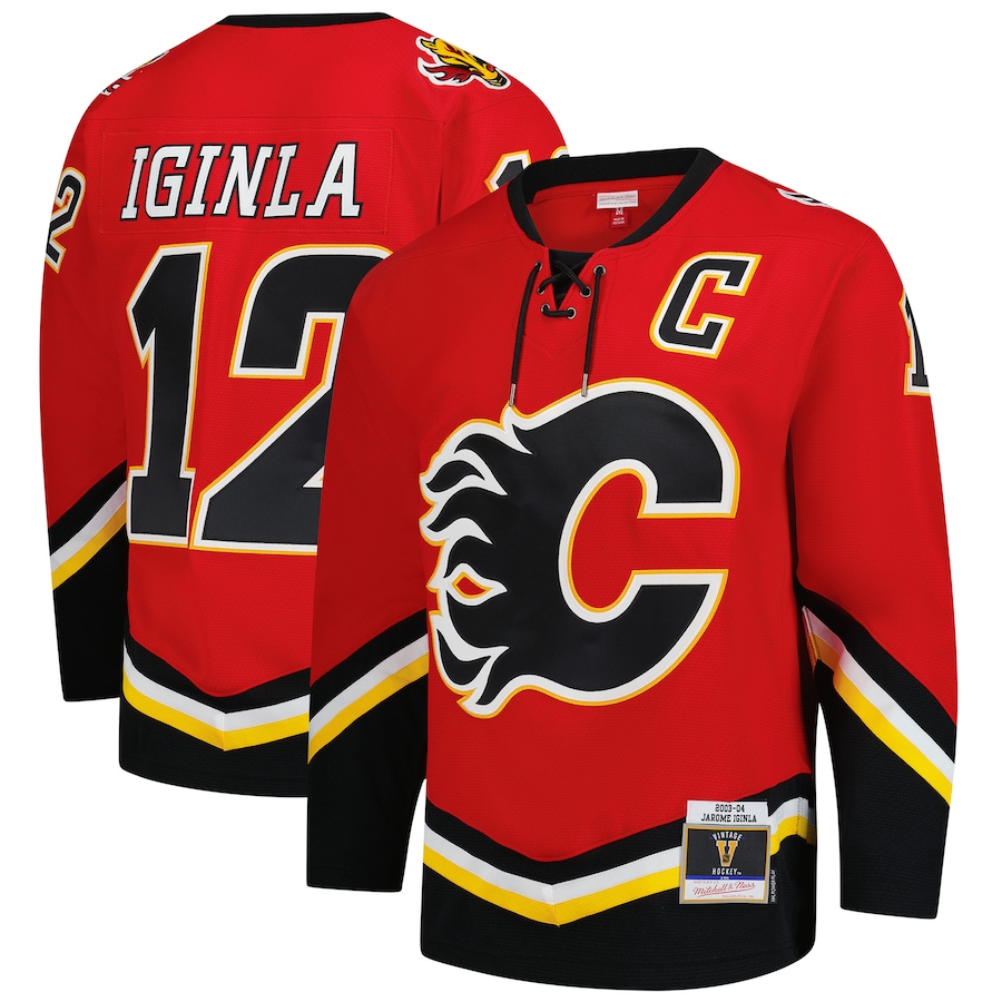 Men's Calgary Flames Jarome Iginla Mitchell & Ness Red 2003-04 Power Play Jersey - Puhuasuan