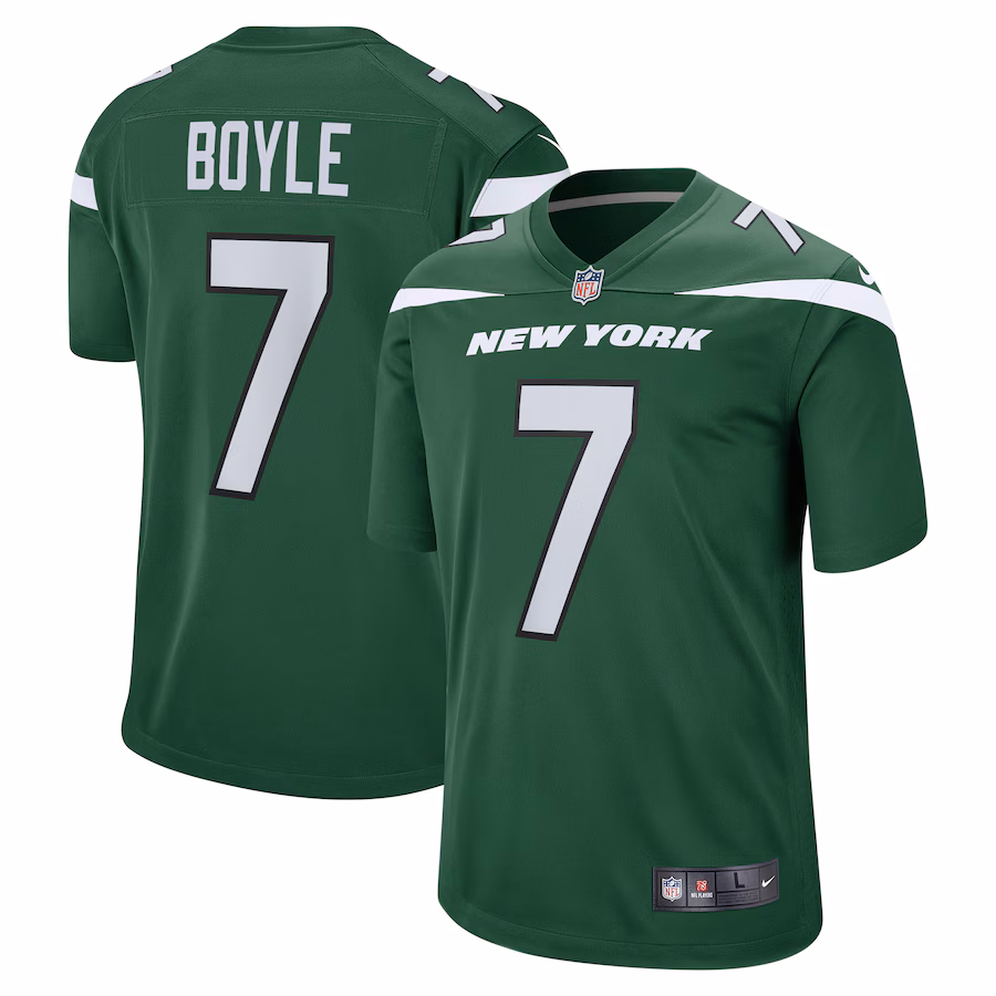 Men's New York Jets Tim Boyle Nike Gotham Green Game Jersey - Puhuasuan