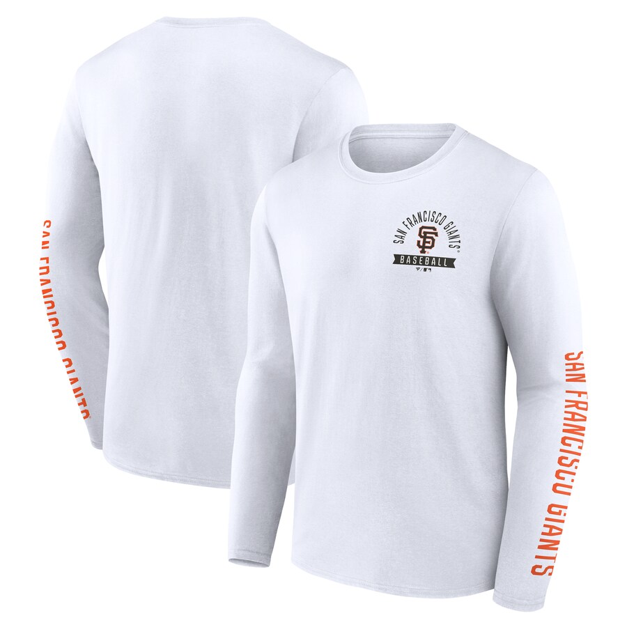 Men's San Francisco Giants Fanatics White Press Box Long Sleeve T-Shirt - Puhuasuan