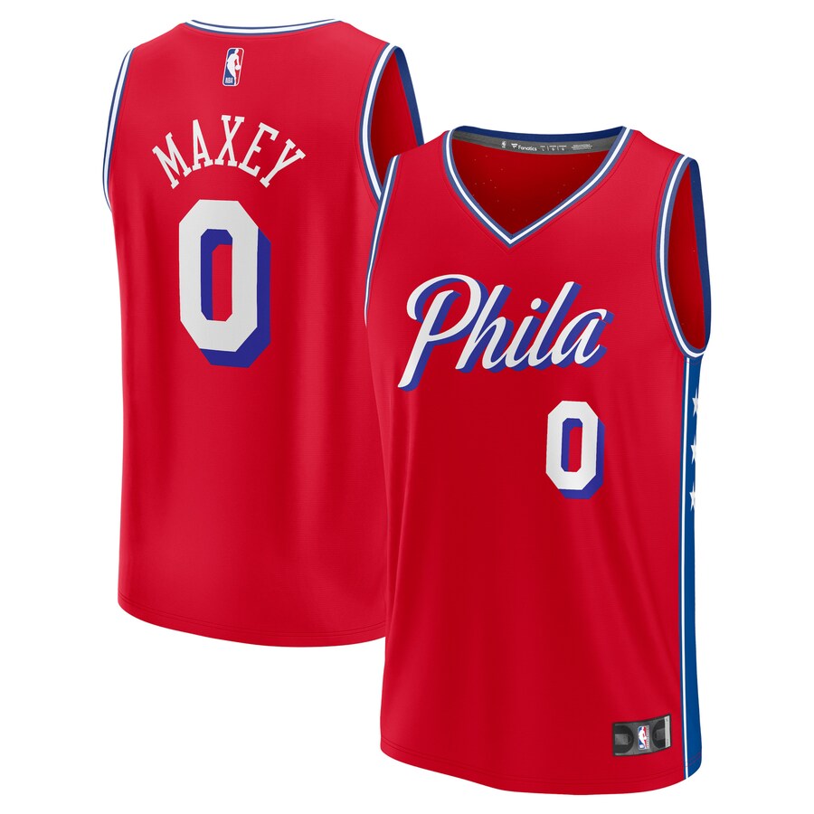 Youth Philadelphia 76ers Tyrese Maxey Fanatics Red Fast Break Player Jersey - Statement Edition - Puhuasuan