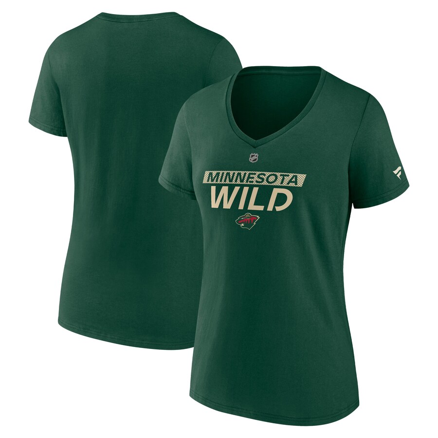 Women's Minnesota Wild Fanatics Green Authentic Pro Core Primary V-Neck T-Shirt - Puhuasuan