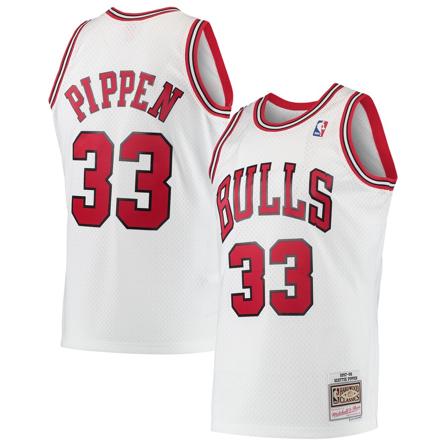Men's Chicago Bulls Scottie Pippen Mitchell & Ness White Hardwood Classics Swingman Jersey - Puhuasuan