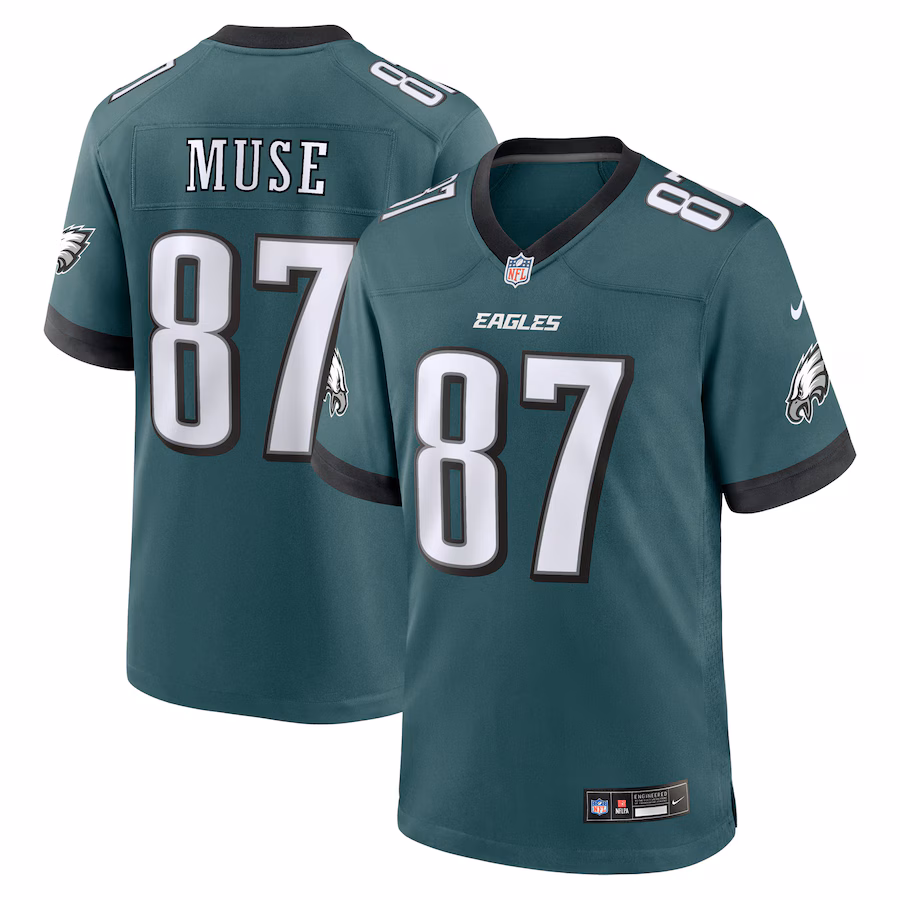 Men's Philadelphia Eagles Nick Muse Nike Midnight Green Team Game Jersey - Puhuasuan