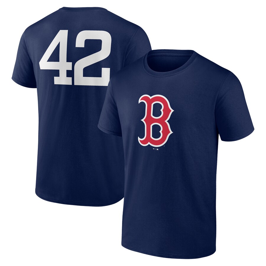 Men's Boston Red Sox Navy Jackie Robinson Day Name & Number T-Shirt - Puhuasuan
