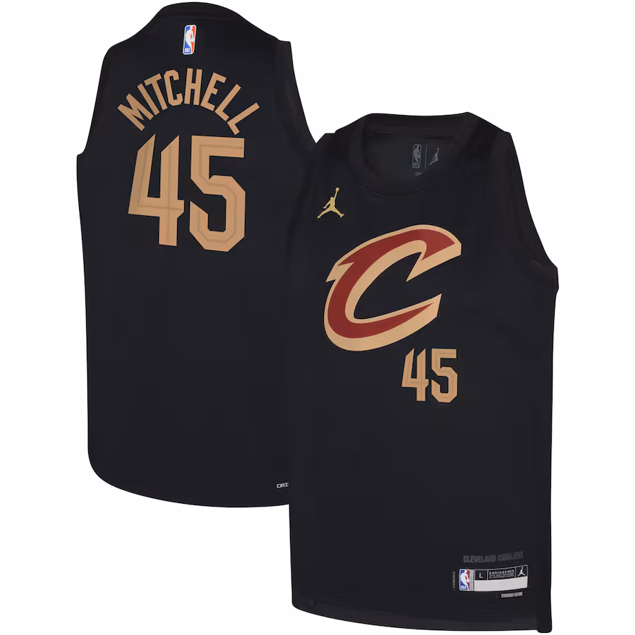 Youth Cleveland Cavaliers Donovan Mitchell Jordan Brand Black Swingman Jersey - Statement - Puhuasuan