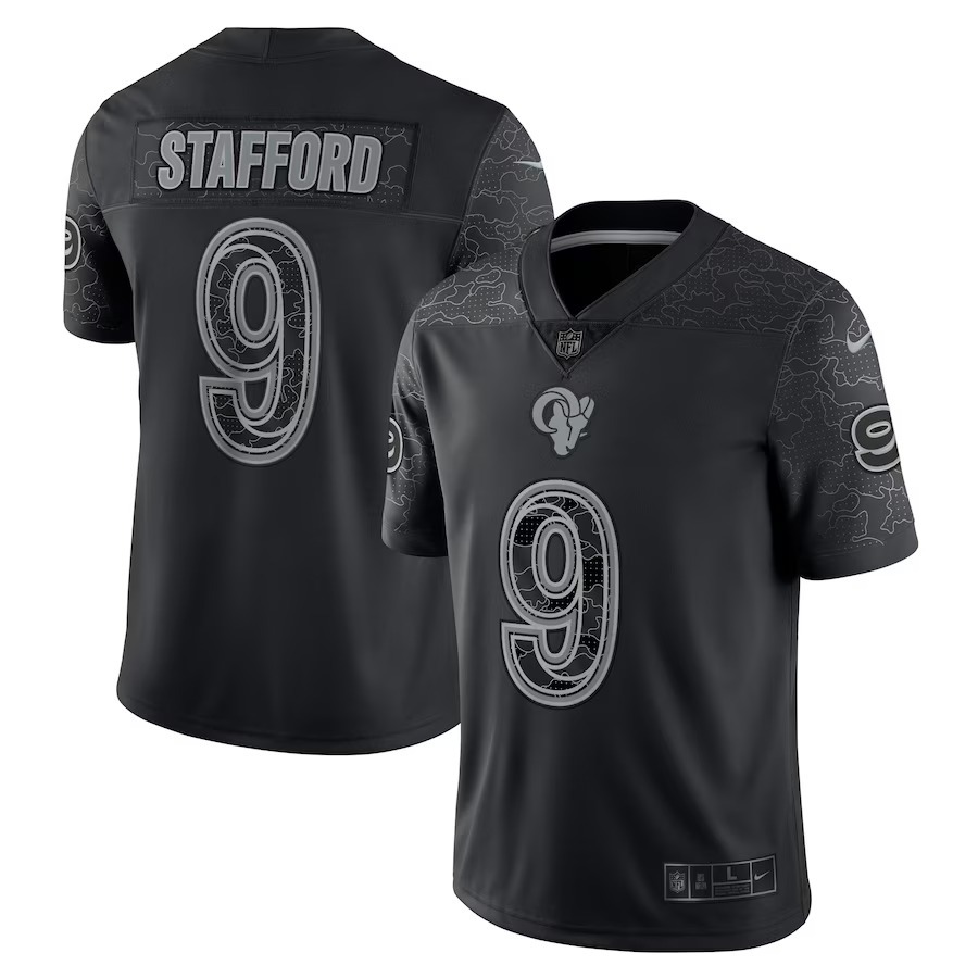 Men's Los Angeles Rams Matthew Stafford Nike Black RFLCTV Limited Jersey - Puhuasuan
