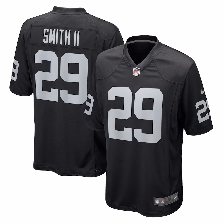 Men's Las Vegas Raiders Christopher Smith II Nike Black Team Game Jersey - Puhuasuan