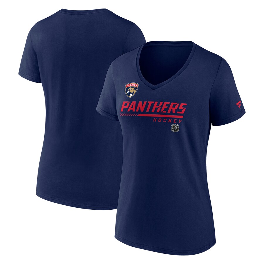 Women's Florida Panthers Fanatics Navy Prime V-Neck T-Shirt - Puhuasuan