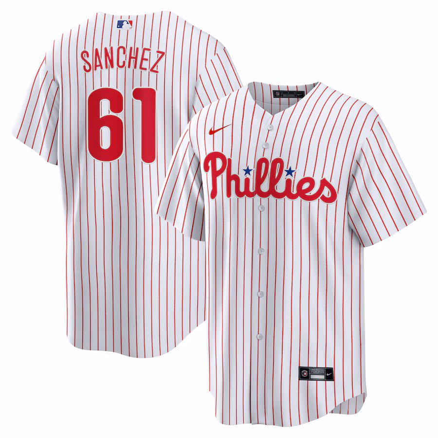 Men's Philadelphia Phillies Cristopher Sanchez Nike White Home Replica Jersey - Puhuasuan
