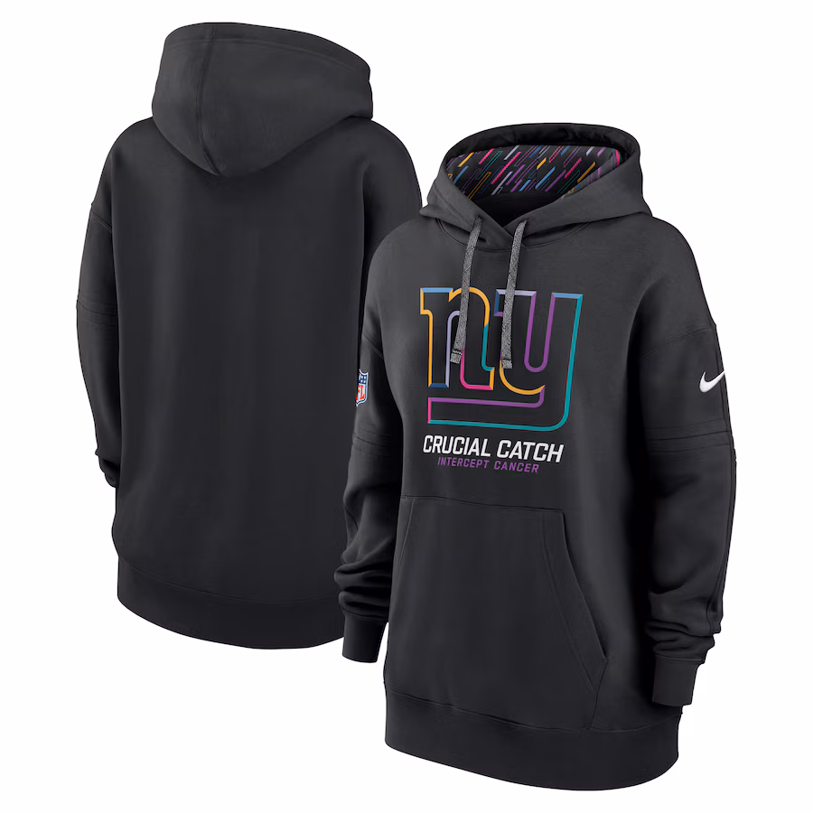 Women's New York Giants  Nike Black 2024 NFL Crucial Catch Club Pullover Hoodie - Puhuasuan
