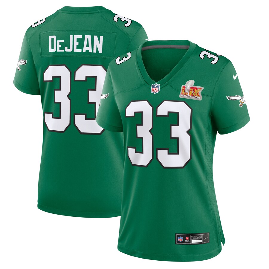 Women's Philadelphia Eagles Cooper DeJean Nike Kelly Green Super Bowl LIX 2nd Alternate Game Jersey - Puhuasuan
