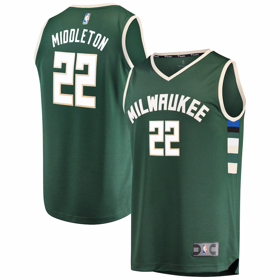 Youth Milwaukee Bucks Khris Middleton Fanatics Hunter Green Fast Break Player Jersey - Icon Edition - Puhuasuan