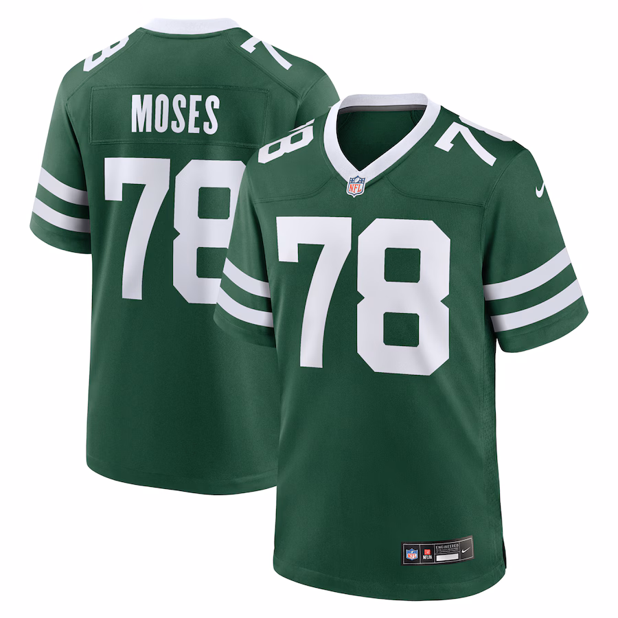 Men's New York Jets Morgan Moses Nike Legacy Green Game Jersey - Puhuasuan
