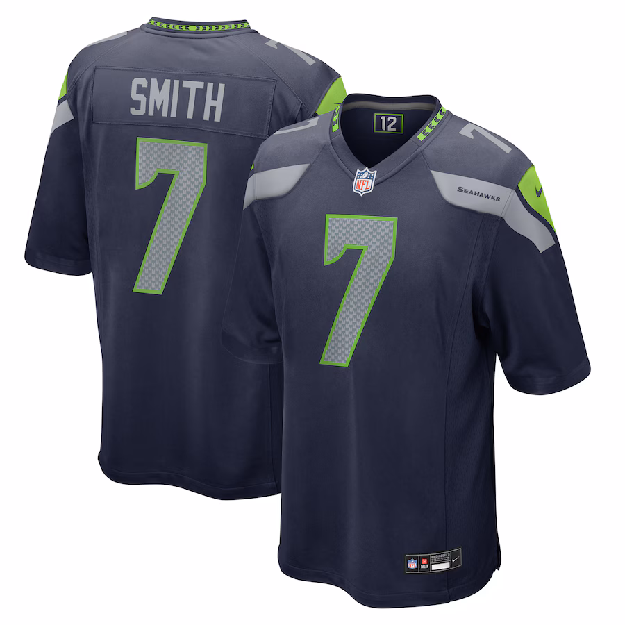 Men's Seattle Seahawks Geno Smith Nike College Navy Team Game Jersey - Puhuasuan