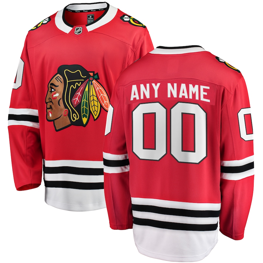 Men's Chicago Blackhawks Fanatics Red Home Breakaway Custom Jersey - Puhuasuan