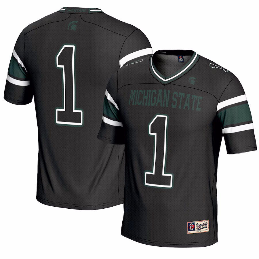 Men's GameDay Greats #1 Black Michigan State Spartans Endzone Football Jersey - Puhuasuan