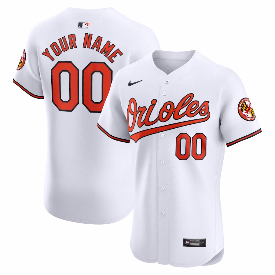 Men's Baltimore Orioles Nike White Home Elite Custom Jersey - Puhuasuan