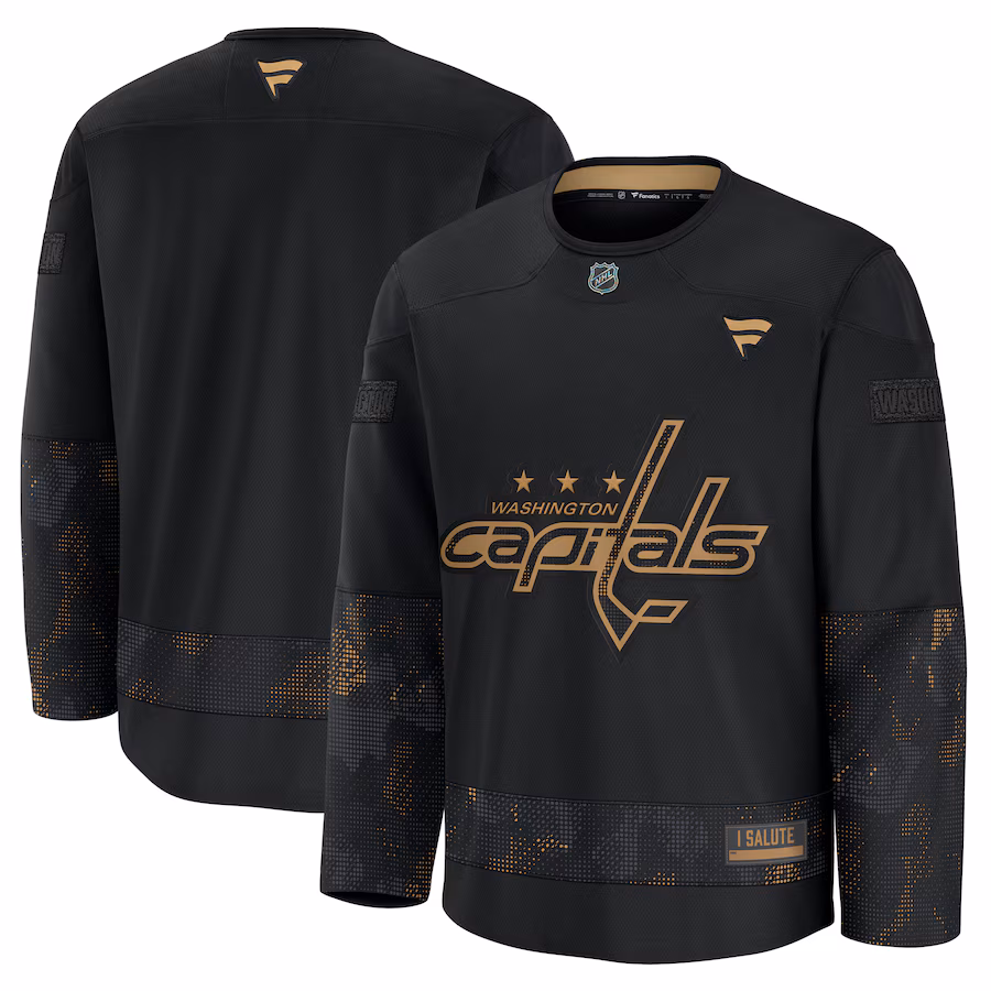 Men's Washington Capitals Fanatics Black 2024 Military Appreciation Practice Jersey - Puhuasuan