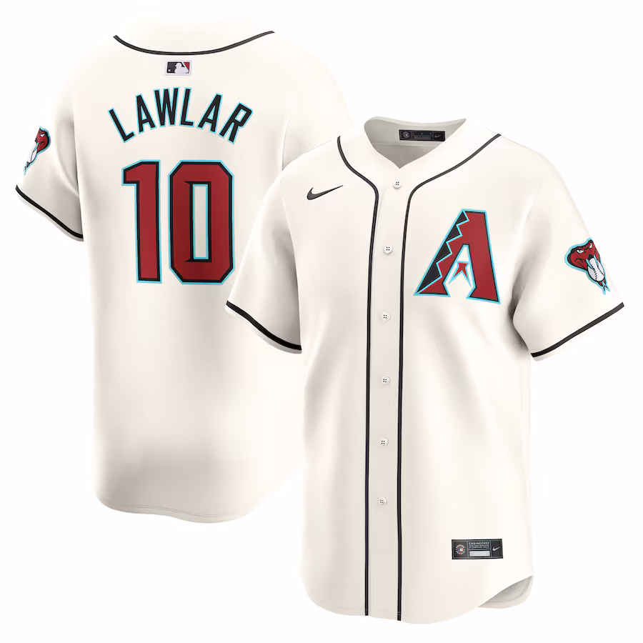 Men's Arizona Diamondbacks Jordan Lawlar Nike White Home Limited Player Jersey - Puhuasuan