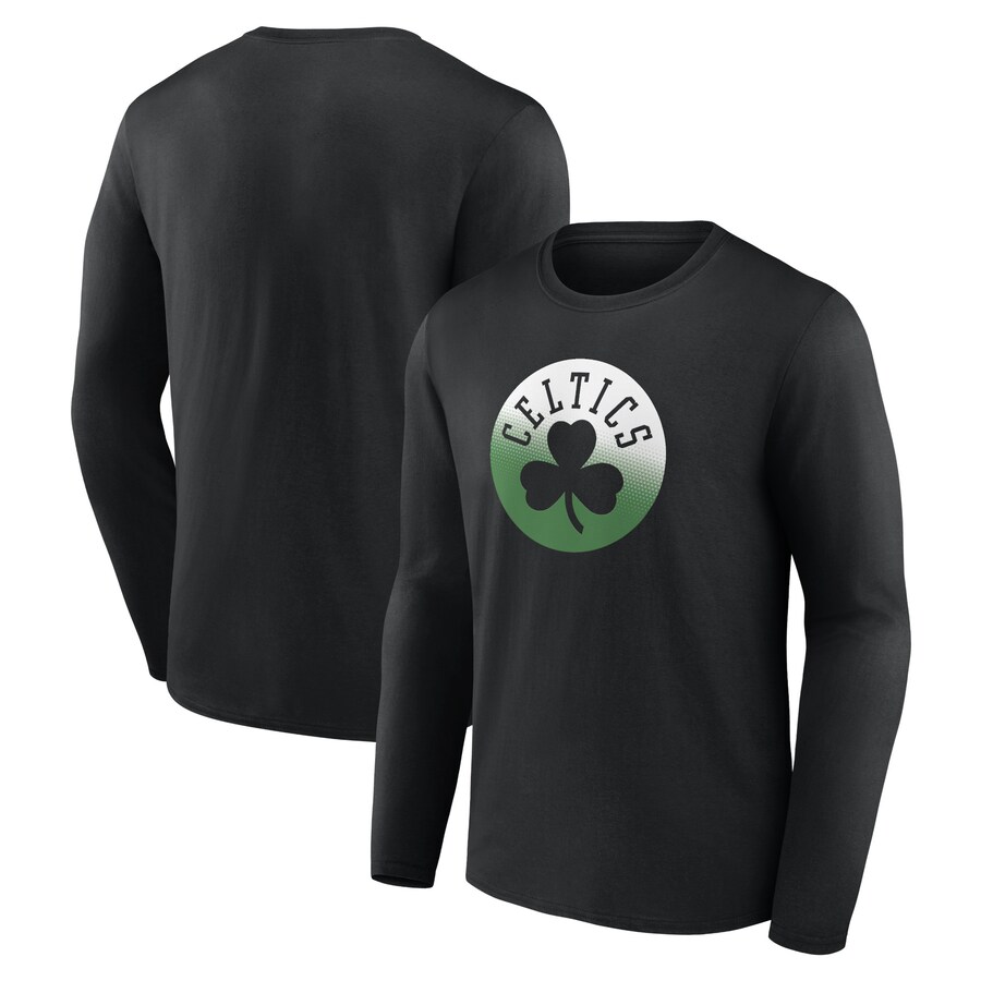 Men's Boston Celtics Black Gradient Logo Long Sleeve T-Shirt - Puhuasuan
