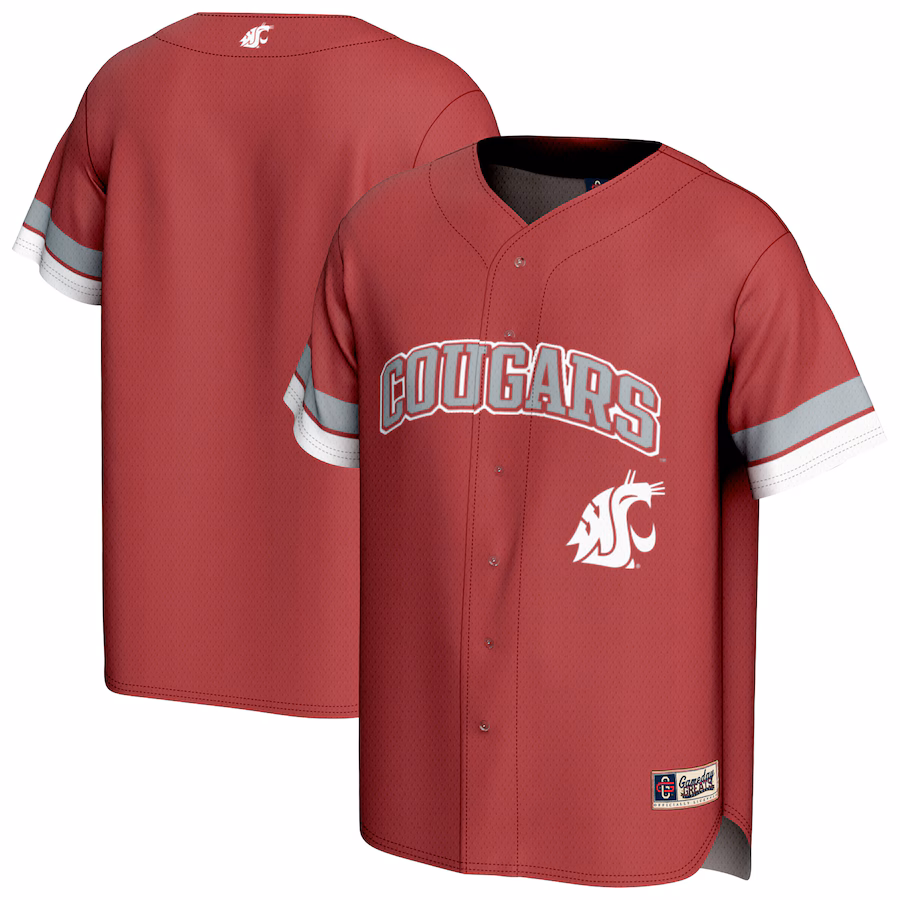 Youth GameDay Greats  Crimson Washington State Cougars Spirit Baseball Jersey - Puhuasuan