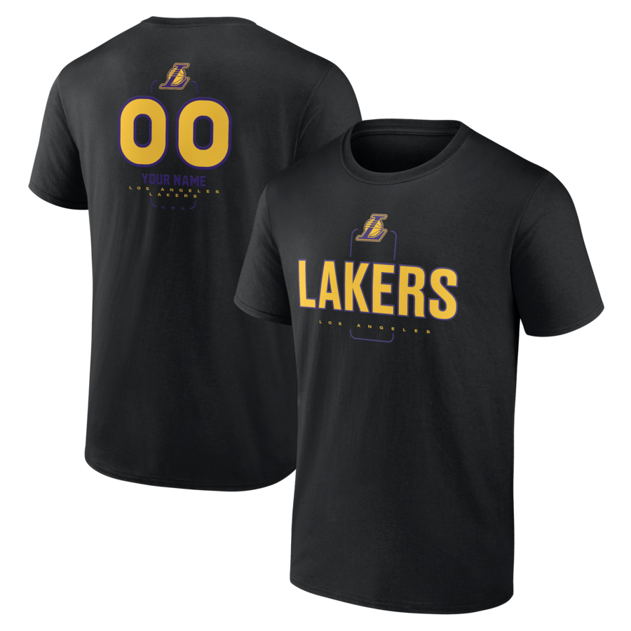 Men's Los Angeles Lakers Black Personalized Name & Number Midfielder T-Shirt - Puhuasuan