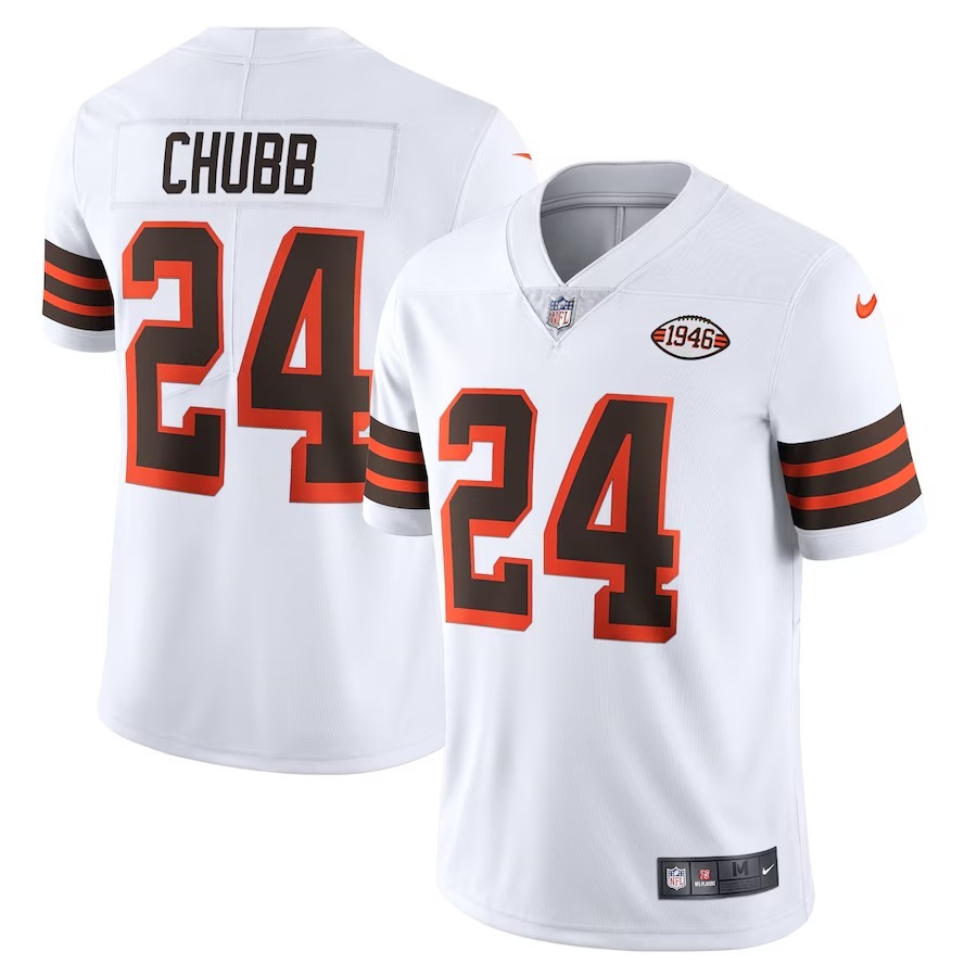 Men's Cleveland Browns Nick Chubb Nike White 1946 Collection Alternate Vapor Limited Jersey - Puhuasuan
