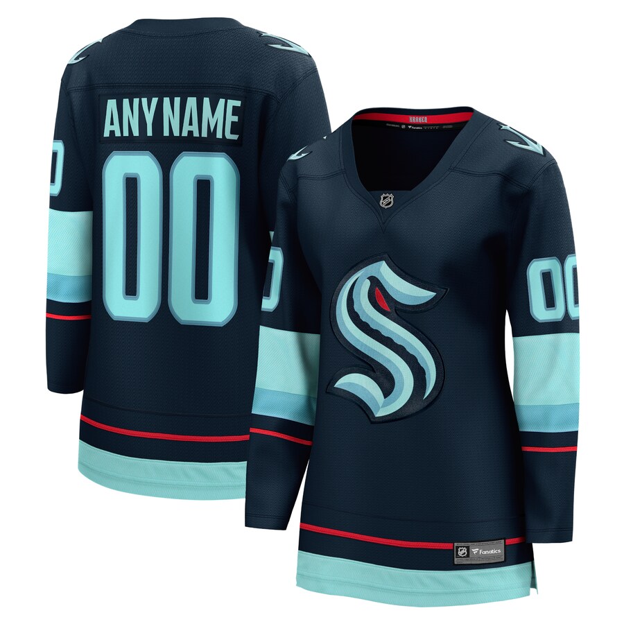 Women's Seattle Kraken Fanatics Branded Navy Home Breakaway Custom Jersey - Puhuasuan