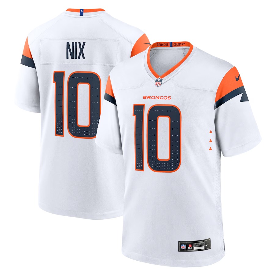 Men's Denver Broncos Bo Nix Nike  White Game Jersey - Puhuasuan