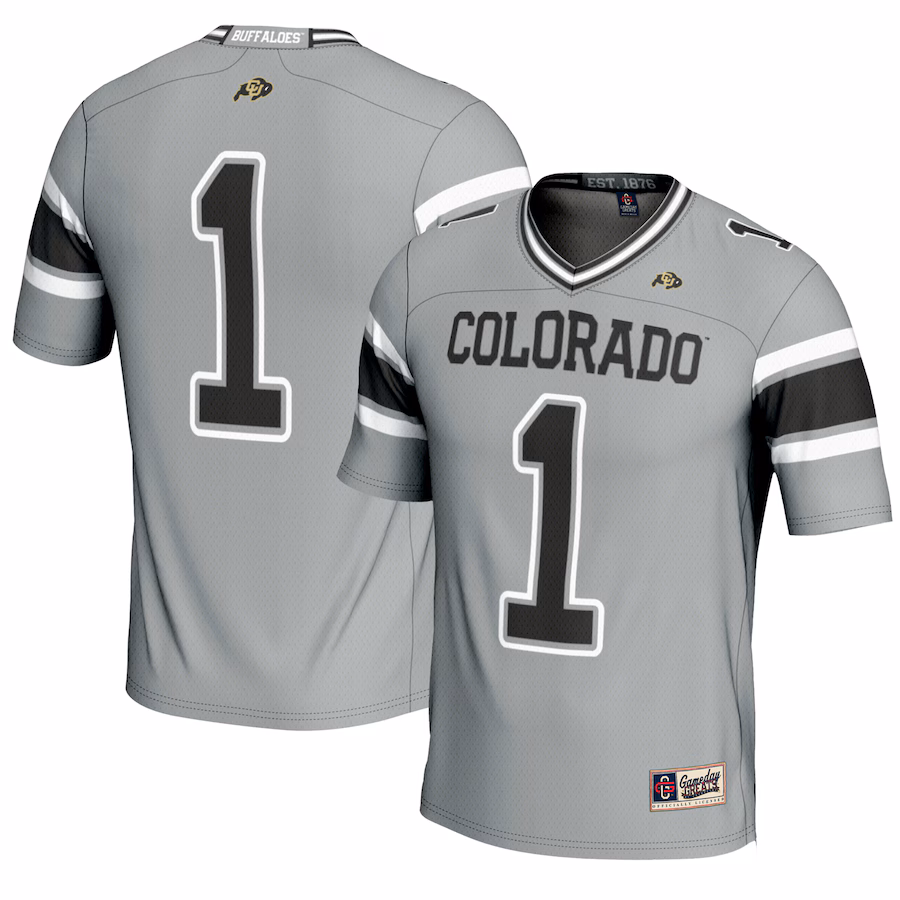 Youth GameDay Greats #1 Gray Colorado Buffaloes Endzone Football Jersey - Puhuasuan