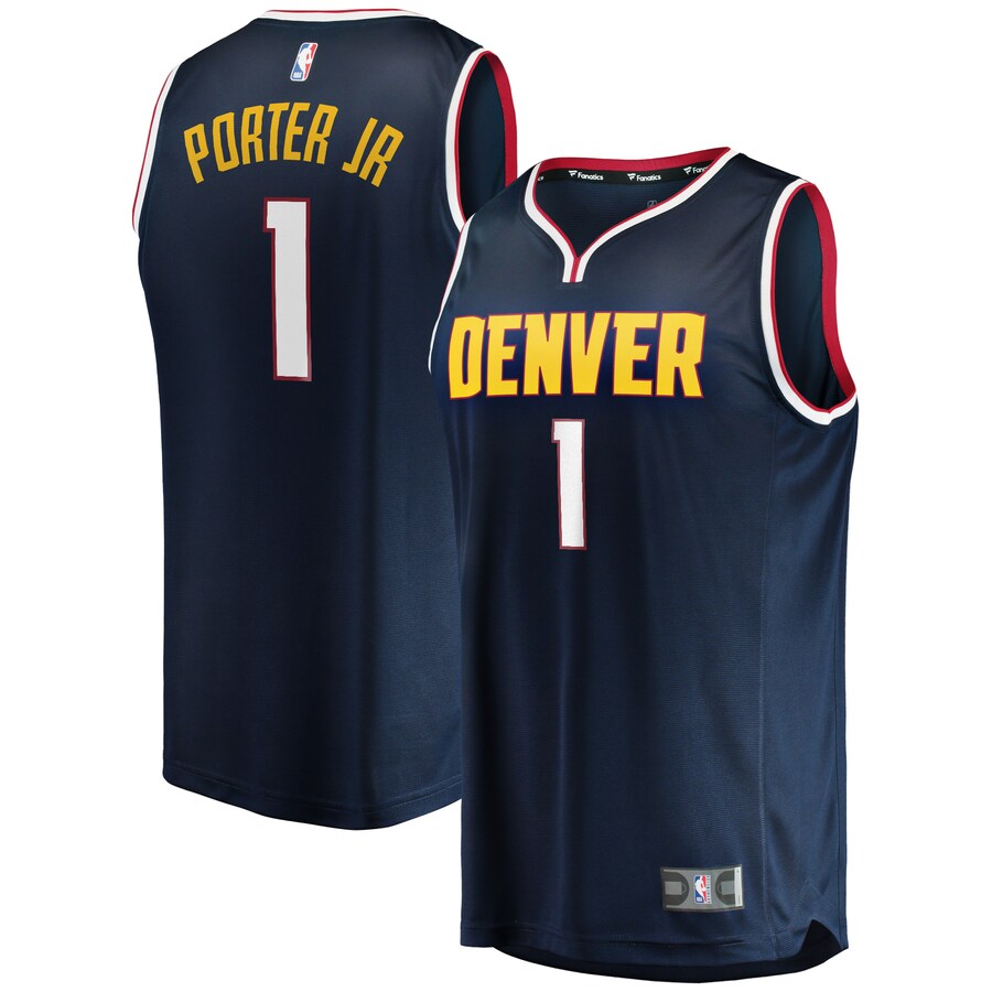 Men's Denver Nuggets Michael Porter Jr. Fanatics Navy 2020/21 Fast Break Replica Jersey - Icon Edition - Puhuasuan