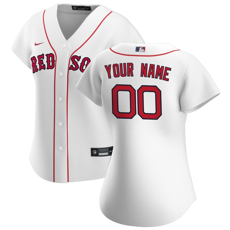 Women's Boston Red Sox Nike White Home Replica Custom Jersey - Puhuasuan