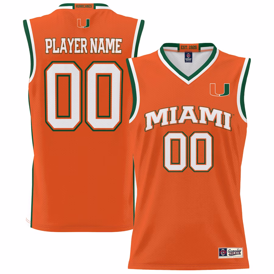 Miami Hurricanes GameDay Greats Unisex NIL Pick-A-Player Lightweight Basketball Jersey - Orange - Puhuasuan