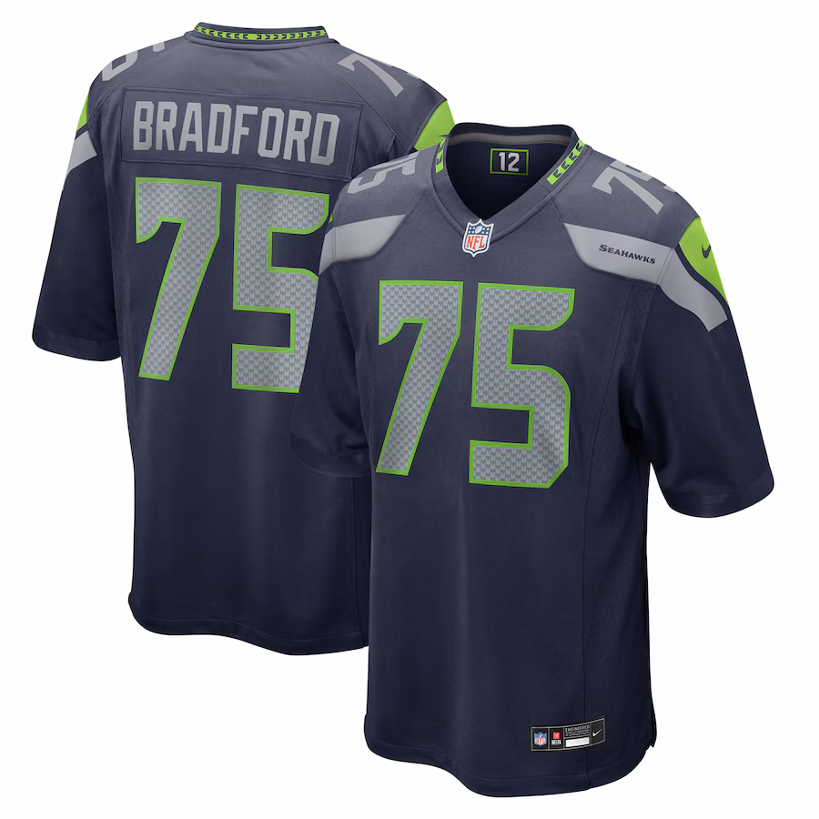 Men's Seattle Seahawks Anthony Bradford Nike College Navy Game Jersey - Puhuasuan