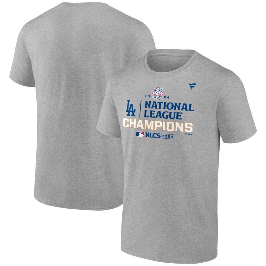 Men's Los Angeles Dodgers Fanatics Heather Gray 2024 National League Champions Locker Room T-Shirt - Puhuasuan