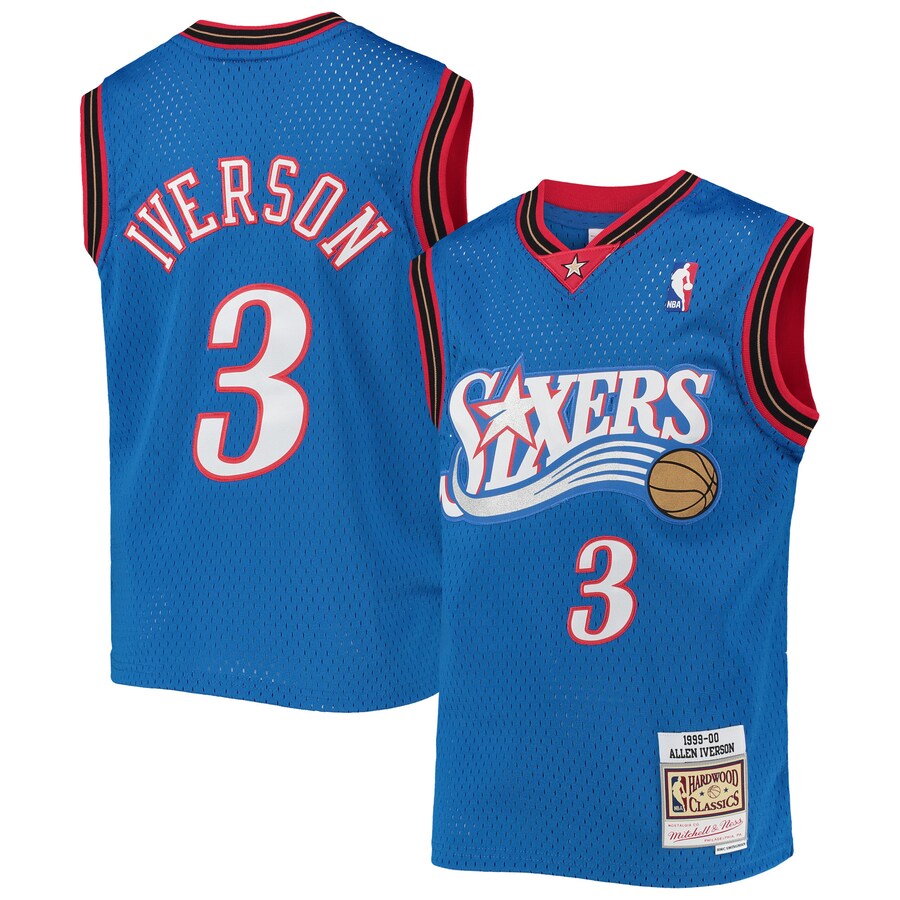Youth Philadelphia 76ers Allen Iverson Mitchell & Ness Royal 1999-00 Hardwood Classics Swingman Jersey - Puhuasuan
