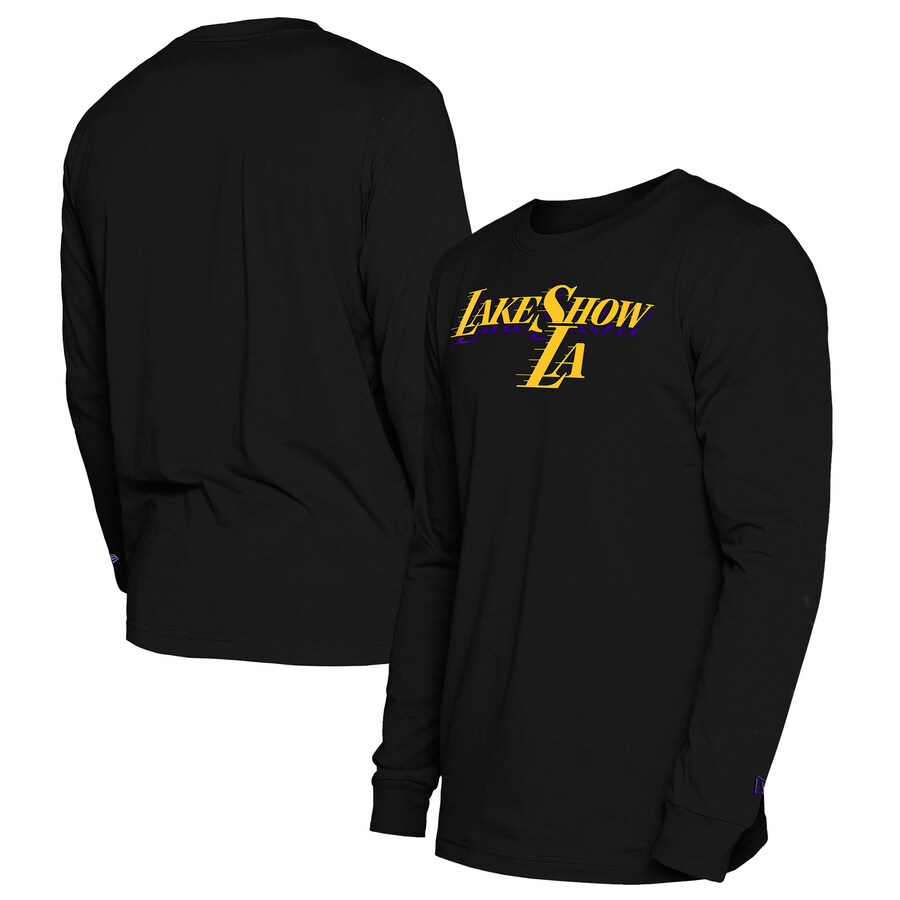 Men's Los Angeles Lakers  New Era Black 2024/25 City Edition Long Sleeve T-Shirt - Puhuasuan