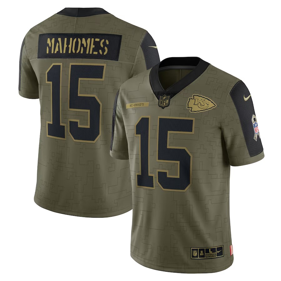 Men's Kansas City Chiefs Patrick Mahomes Nike Olive Salute To Service Limited Player Jersey - Puhuasuan