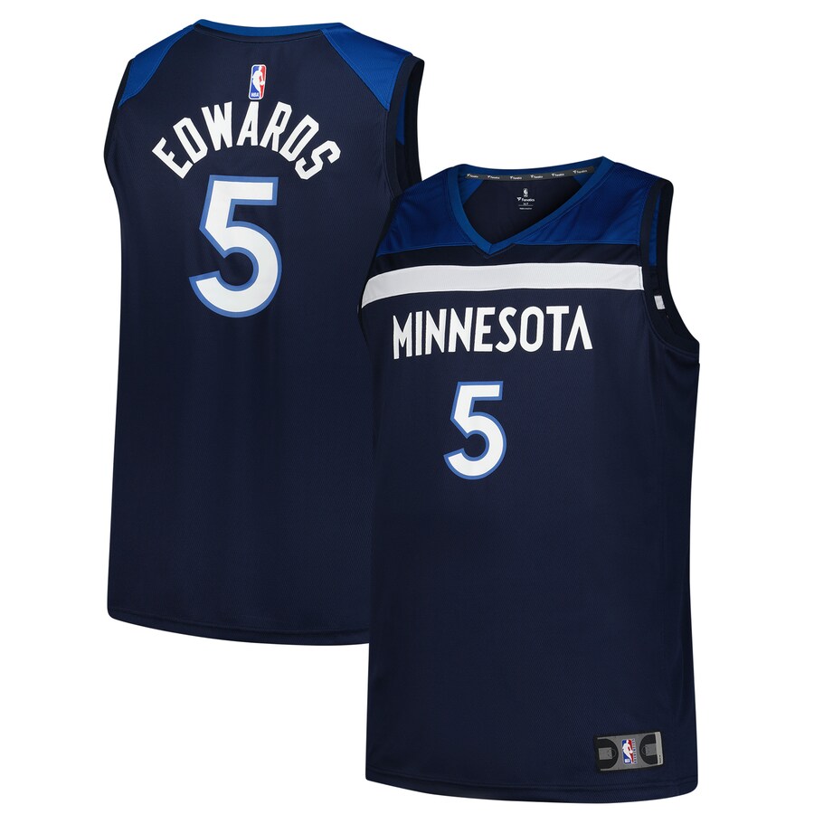 Men's Minnesota Timberwolves Anthony Edwards Fanatics Navy Big & Tall Fast Break Jersey - Icon Edition - Puhuasuan